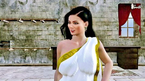 Savita Bhabhi in sheer white sari, exposed shoulder and curves