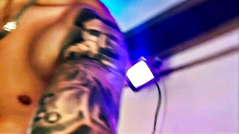 Tattooed eighteen-year-old hunk masturbating solo on camera