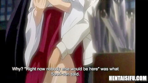 Busty anime mistress in red dress teases big tits and thighs in Japanese hentai comic