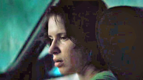 Daphne Patakia in intense car scene, green top, from Our Wildest Days nude celeb clip