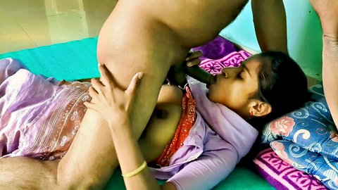 Indian desi aunty Parnita Tiotion in explicit saree sex with guy, tits exposed