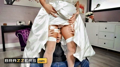Jennifer Jordan in bride wedding dress with cumshot on stockings Brazzers
