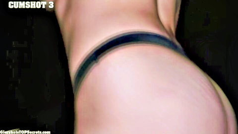 Mandy Rhea's big pale ass with cumshot in black thong gloryhole scene