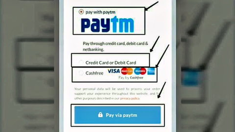 Paytm payment interface for net banking, credit/debit cards, no adult content visible