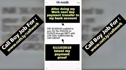 Screenshot of NEFT payment proof for Indian call boy job 36000 INR credited