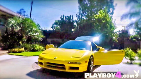 Seductive big-titted cougars washing yellow Acura NSX