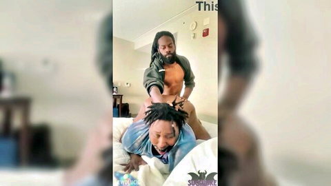 Ebony dude fucks thick BBW doggystyle gripping her fat ass on bed