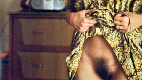 Radhika Apte lifts dress exposing hairy pussy in Madly 2016