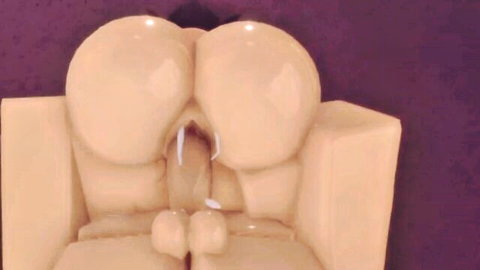 3D rendered big ass and shaved pussy with dildo penetration in erotic pose