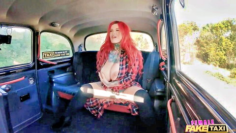 Sabien Demonia in Female Fake Taxi, redhead with big tits in plaid skirt and stockings