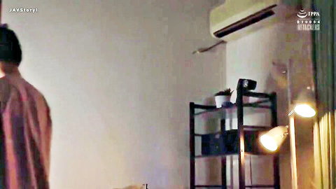 Gorgeous Asian teen temptress in pink robe, teasing from behind in hot sex scene