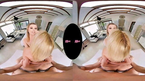 Eyla Moore and Missy Luv in nude threesome embrace, POV passion