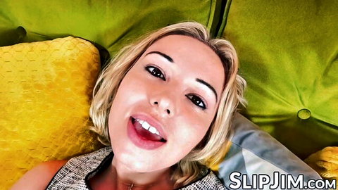 Epiphany Jones blonde beauty sticking tongue out for cock worship