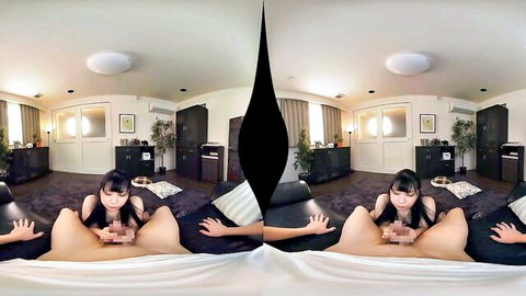 Japanese VR babe spreads wet shaved pussy wide straddling cock in passionate POV ride