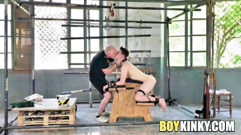 Obedient sub Justin Tiempo bound and kissed in painful BDSM clothespin scene