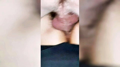 Blurry close-up of hotwife's creampied pussy after BWC bull creampie