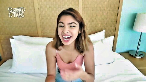 Hazel Heart smiling excitedly in hot POV video, sexy Latina cutie