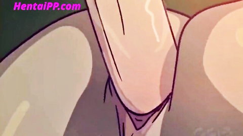 Hentai girl's tight pink asshole stretched by thick white cock with cum dripping