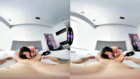 Sakura Hell rides big dick in VR, silky brown hair and gorgeous nude body