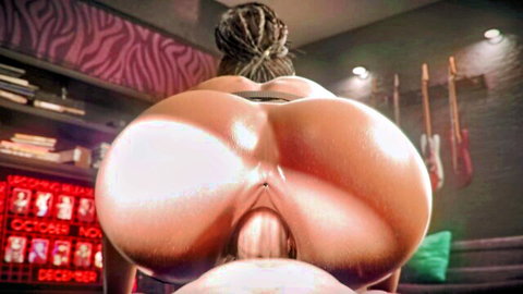 Ebony woman with huge ass riding cock in reverse cowgirl, explicit penetration view