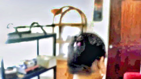 Petite 18yo small midget beauty with dark hair viewed from behind