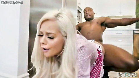 Elsa Jean blonde babe fucked doggystyle by muscular black stud