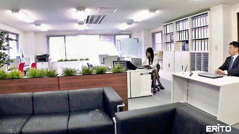 Haruka in white blouse and skirt seduces in office passion
