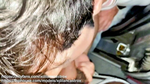 Xillan Castro bareback anal creampie in public parking lot car hookup