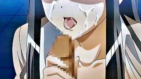Anime hentai girl with cum facial licking ice cream cone