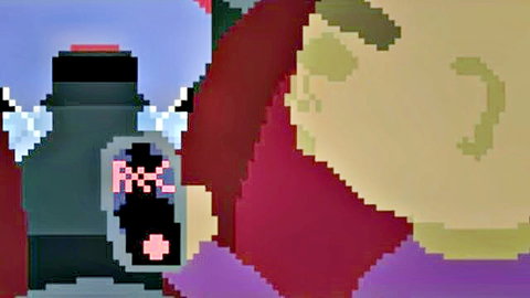 Pixel art of Weavile in adult movie theater scene with anthropomorphic character