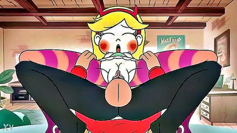 Blonde cartoon girl Star Butterfly oral sex with Marco in hentai animation