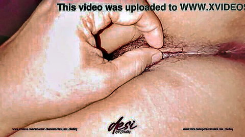 Indian desi maid's hairy tight pussy touched by hand closeup