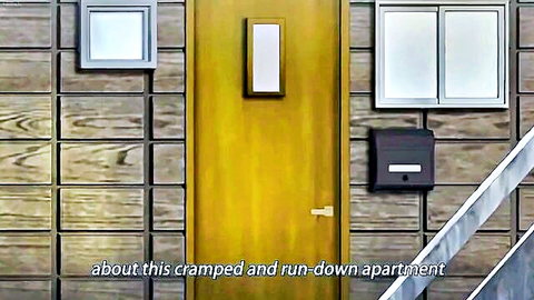 Rundown apartment entrance in Doki Doki Little Ooyasan JAV