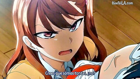 Angry redhead anime girl in yellow sweater from hentai Ijirare Fukushuu Saimin Ep 1
