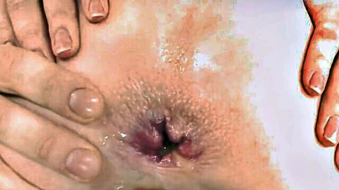 Hairy gaping anus leaking thick creampie after rough anal sex