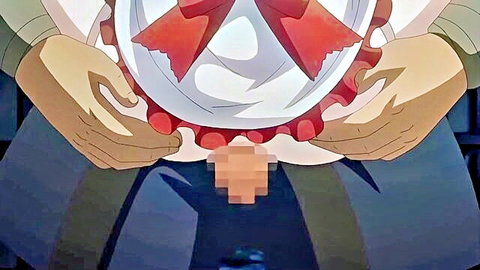 Anime maid lifting frilly skirt to reveal erect penis in JAV style