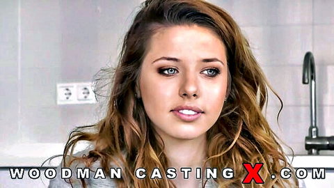 18-year-old brunette newbie in Woodman casting interview, amateur teen audition