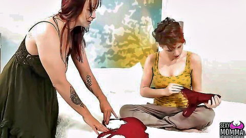 Bella and Adalind sexy milfs in lingerie tease scene