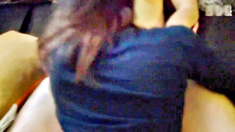 Thicc Star's voluptuous brunette curves from behind in blue top tease