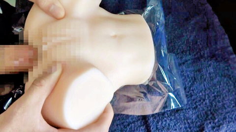 Amateur solo male masturbating with onahole fleshlight toy, self-shot