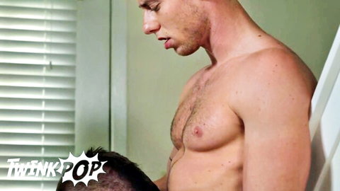 Justin Matthews and Allen Lucas in steamy bathroom oral scene from Twinkpop