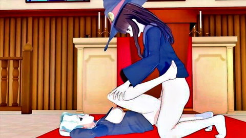 Atsuko Kagari shemale hentai dominating Diana Cavendish in Little Witch Academia CG scene
