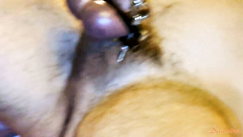 Mistress Sadistra in BDSM ball stretching with weights