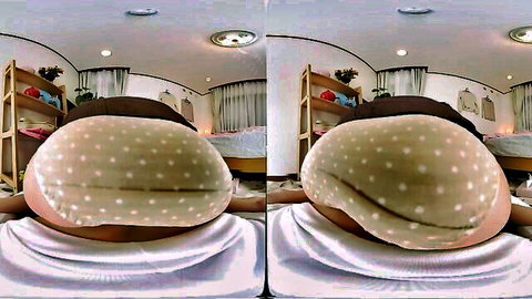 Alluring teen in polka dot pantyhose bending over, big ass view