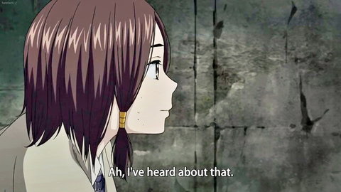 Anime hentai schoolgirl in uniform profile view looking sideways with speech bubble