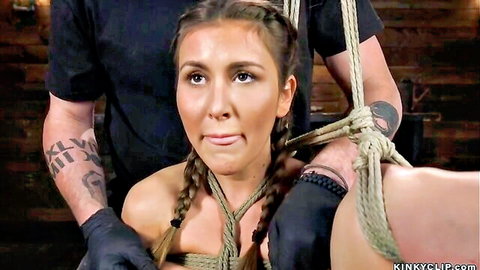 19yo sweetheart bound and gagged in intense BDSM rope play