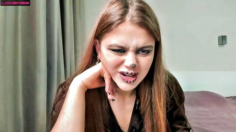 Miraa_m shy teen cam girl with small tits in playful snarl pose