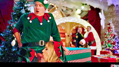 Scott Nails as elf getting oral from blonde elf in festive holiday scene