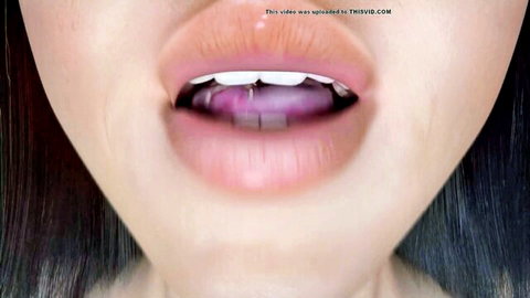 Animated vore close-up of woman's open mouth with tongue