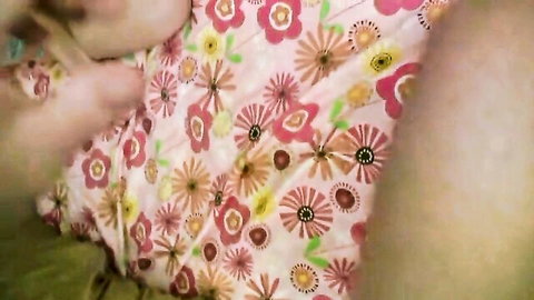 Kristen Will giving blowjob to old perv in floral dress